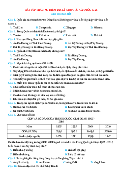 TOP 300 câu trắc nghiệm địa lí khu vực và quốc gia theo từng mức độ (có đáp án)