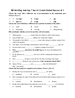 Đề thi tiếng Anh lớp 7 học kì 2 sách Global Success số 1
