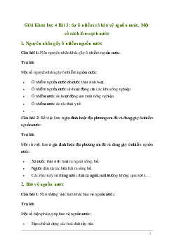 Giải Khoa học lớp 4 Bài 3: Sự ô nhiễm và bảo vệ nguồn nước. Một số cách làm sạch nước | Kết nối tri thức
