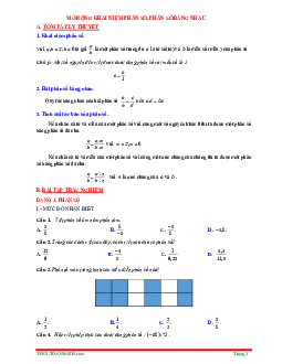 Tóm tắt lý thuyết và bài tập trắc nghiệm mở rộng phân số, phân số bằng nhau