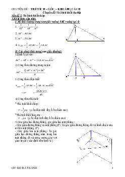 Chuyên đề Thể tích – Góc – Khoảng cách trong không gian – Đỗ Bá Thành Toán 12