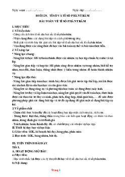 Giáo án Toán 6 bài 31: Một số bài toán về tỉ số và tỉ số phần trăm