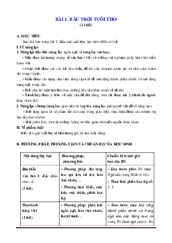 Giáo án Văn 7 Kết nối tri thức bài 1 Bầu trời tuổi thơ