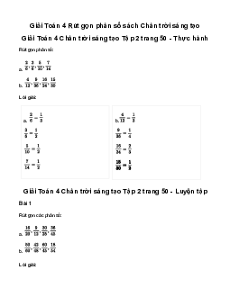 Giải Toán lớp 4 Bài 63: Rút gọn phân số| Chân trời sáng tạo