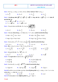 10 Đề Trắc Nghiệm Ôn Tập Chương Mũ Lôgarit Có Đáp Án
