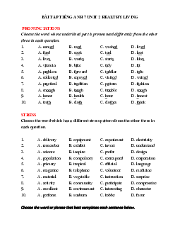 Giải Bài tập tiếng Anh 7 Unit 2: Healthy Living | Global Success