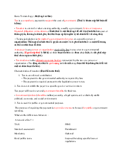 Tổng hợp các thuật ngữ môn Quản lý thuế