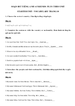 Sách bài tập tiếng Anh 6 Starter Unit Vocabulary trang 10 - Chân trời sáng tạo