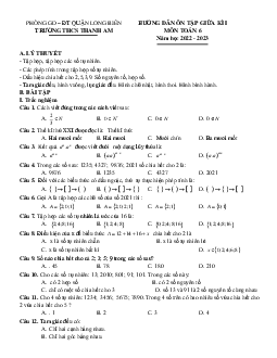 Hướng dẫn ôn tập giữa kì 1 Toán 6 năm 2022 – 2023 THCS Thanh Am – Hà Nội