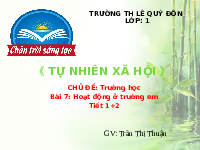 Giáo án điện tử Tự nhiên và xã hội 1 bài 7 Chân trời sáng tạo : Hoạt động ở trường em
