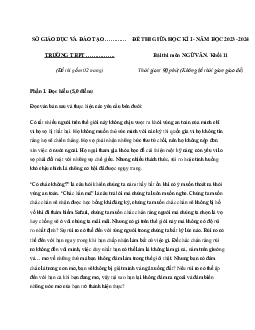 Đề thi giữa học kì 1 môn Ngữ văn 11 năm 2023 - 2024 sách Chân trời sáng tạo | Đề 2
