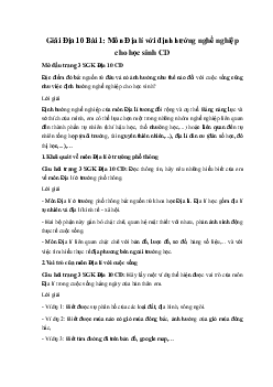Giải Địa 10 Bài 1: Môn Địa lí với định hướng nghề nghiệp cho học sinh CD