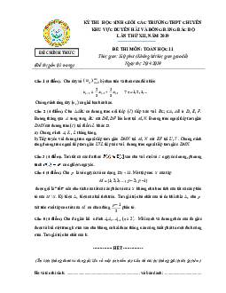 Đề thi HSG Toán 11 năm 2019 cụm trường THPT chuyên DH&ĐB Bắc Bộ