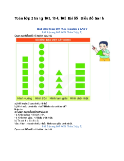 Toán lớp 2 trang 103, 104, 105 Bài 65: Biểu đồ tranh | Kết nối tri thức