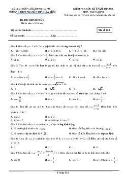 Đề thi HK1 Toán 12 năm học 2017 – 2018 trường THPT Nguyễn Trãi – Hà Nội