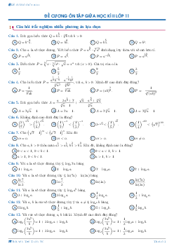 Đề cương ôn tập giữa học kì 2 môn Toán 11 cấu trúc trắc nghiệm mới