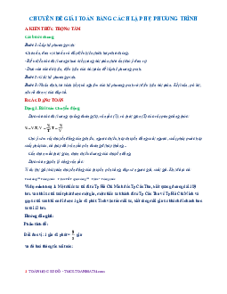 Chuyên đề giải toán bằng cách lập hệ phương trình