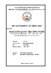 Đề tài nghiên cứu khoa học môn Quản trị kinh doanh tổng hợp | Trường Đại Học Thái Nguyên