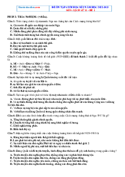 Bộ đề ôn thi học kì 1 Lịch sử 11 năm 2022-2023 (có đáp án)