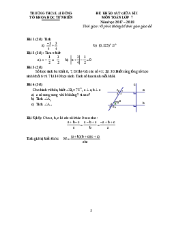 Đề khảo sát giữa kỳ I môn Toán 7 năm học 2017 – 2018 trường THCS Lai Đồng – Phú Thọ