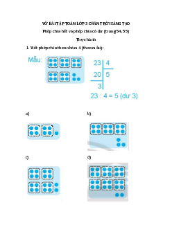 Giải Vở bài tập Toán lớp 3 Chân trời sáng tạo: Phép chia hết và phép chia có dư (trang 54, 55)