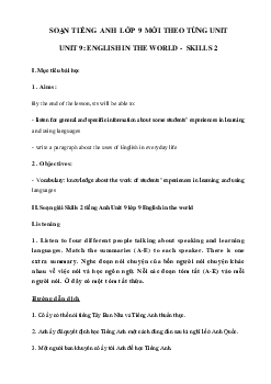 Skills 2 Unit 9 lớp 9 English in the world