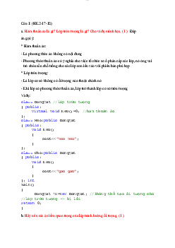 Câu hỏi lý thuyết có đáp án - Nhập môn lập trình | Trường Đại học CNTT Thành Phố Hồ Chí Minh