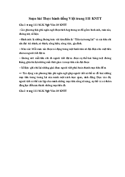 Soạn bài Thực hành tiếng Việt trang 111 KNTT