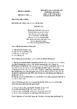 Đề thi học kì 1 môn Ngữ văn 8 năm 2023 - 2024 sách KNTT - Đề 2