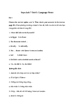 Giải Tiếng Anh 7 Unit 3: Language Focus 2 | Friends Plus