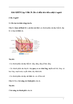 Giải KHTN 8 Bài 39: Da và điều hòa thân nhiệt ở người | Kết nối tri thức