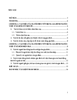 Tiểu luận: "“Vai trò của người phụ nữ trong gia đình người Việt - từ truyền thống đến hiện đại”