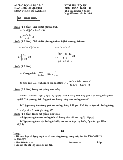 Đề thi học kì 2 Toán 10 năm 2019 – 2020 trường THPT Võ Văn Kiệt – TP HCM