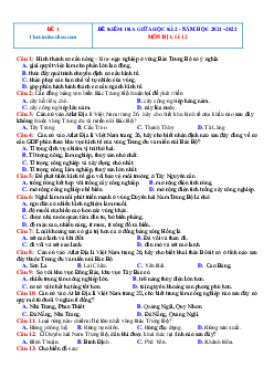 Bộ đề thi giữa học kỳ 2 Địa 12 năm 2022 (có đáp án)