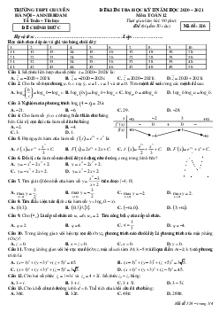 Đề thi học kỳ 2 Toán 12 năm 2020 – 2021 trường chuyên Hà Nội – Amsterdam