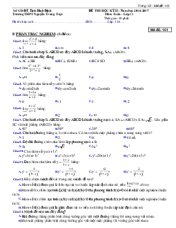 Đề thi HK2 Toán 11 năm học 2016 – 2017 trường THPT Nguyễn Trung Trực – Bình Định