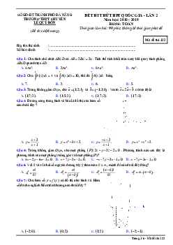 Đề thi thử Toán THPTQG 2019 lần 2 trường chuyên Lê Quý Đôn – Đà Nẵng