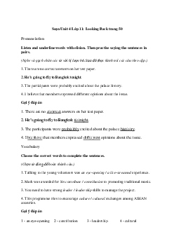 Giải Tiếng Anh 11 Unit 4: Looking Back