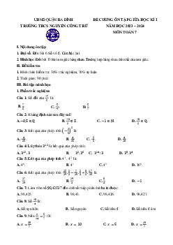 Đề cương giữa kì 1 Toán 7 năm 2023 – 2024 trường THCS Nguyễn Công Trứ – Hà Nội