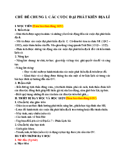 Giáo án Địa Lí 7 Chủ đề chung 1: Các cuộc đại phát kiến địa lí thế kỉ XV – XVI | Cánh diều