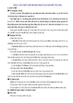 Giáo án Hóa 10 CTST Bài 4 Cấu trúc lớp vỏ electron của nguyên tử