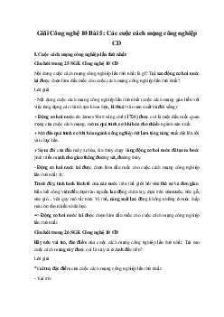 Giải Công nghệ 10 Bài 5: Các cuộc cách mạng công nghiệp CD
