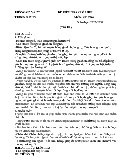 Đề thi học kì 1 môn Giáo dục công dân 6 năm 2023 - 2024 sách Chân trời sáng tạo | Đề 1