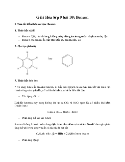 Giải Hóa 9 Bài 39: Benzen
