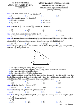 Đề thi KSCL Toán 11 lần 1 năm 2019 – 2020 trường Nguyễn Thị Giang – Vĩnh Phúc