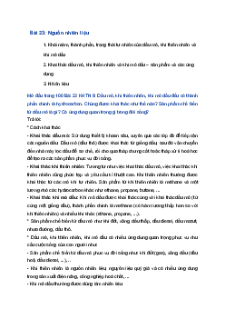 Giải Khoa học tự nhiên 9 Chân trời sáng tạo Bài 23: Nguồn nhiên liệu