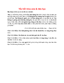 Đọc hiểu: Nếu biết trăm năm là hữu hạn - Phạm Lữ Ân | Ôn tập Ngữ Văn 12