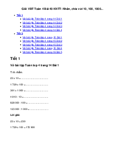 Vở bài tập Toán lớp 4 Bài 41: Nhân chia với 10, 100, 1000... Kết nối tri thức