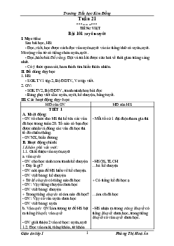Giáo án Tiếng Việt 1 - Tuần 21 | sách Vì sự bình đẳng và dân chủ trong giáo dục