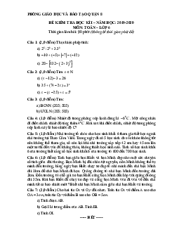 Đề thi học kỳ 1 Toán 6 năm 2019 – 2020 phòng GD&ĐT Quận 8 – TP HCM